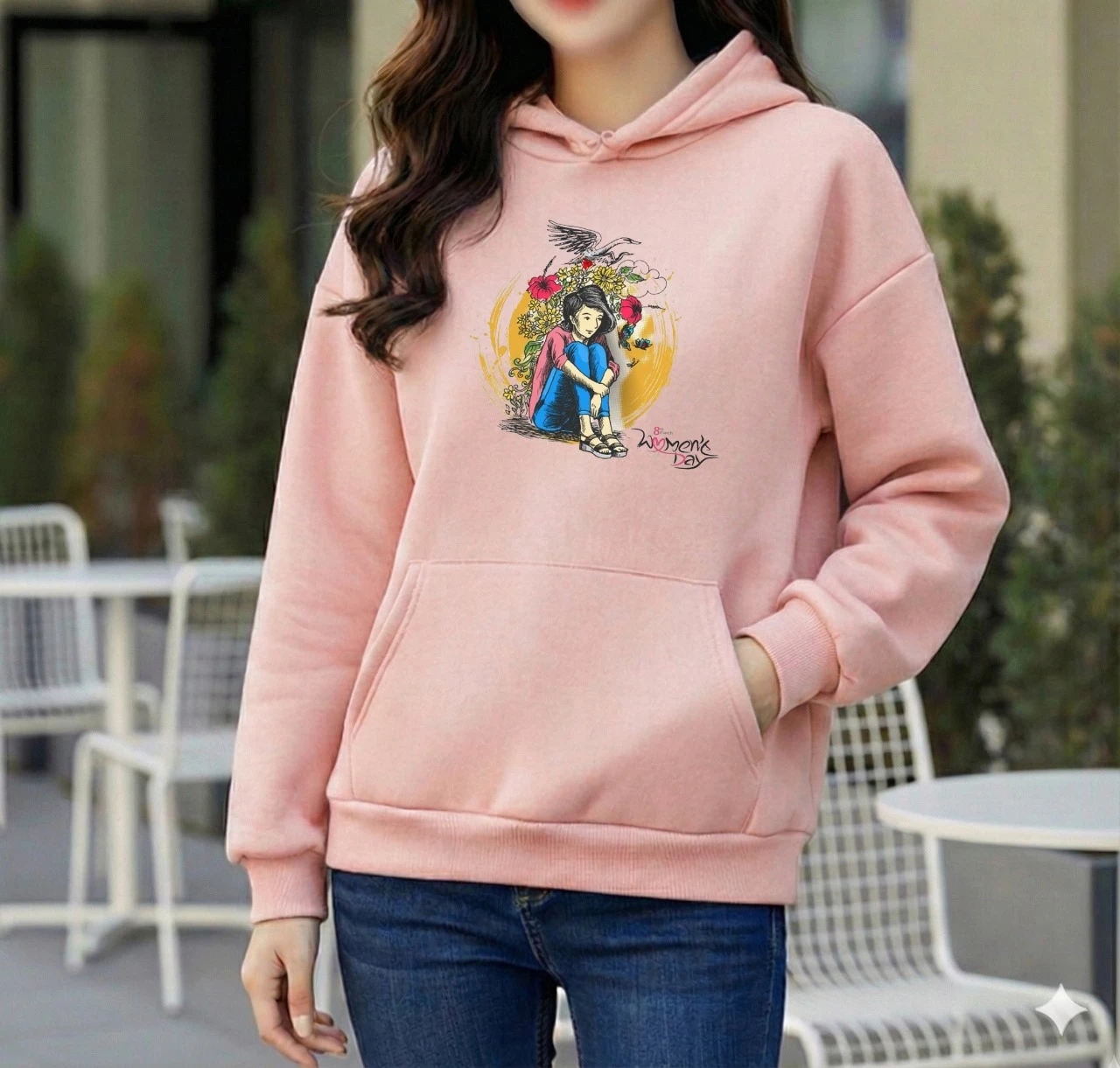 Premium Comfortable Printed Ladies Winter Hoodie
