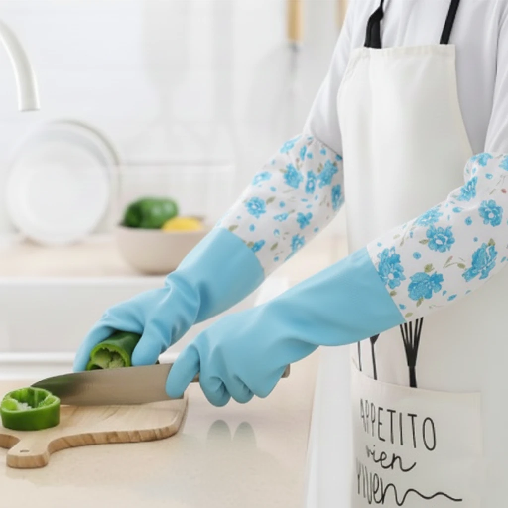 Rubber Cleaning & Kitchen Dishwashing Gloves – Durable, Waterproof & Heat-Resistant Multipurpose Gloves with Non-Slip Grip for Household Cleaning (Multi-Colors)