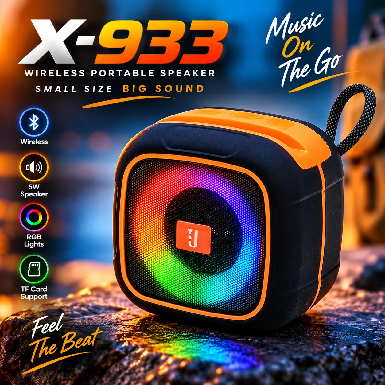 X-933 Portable Wireless Bluetooth Speaker – 1200mAh Battery, 7-8 Hours Playtime, 100Hz-20KHz Frequency Range & Fast USB Charging