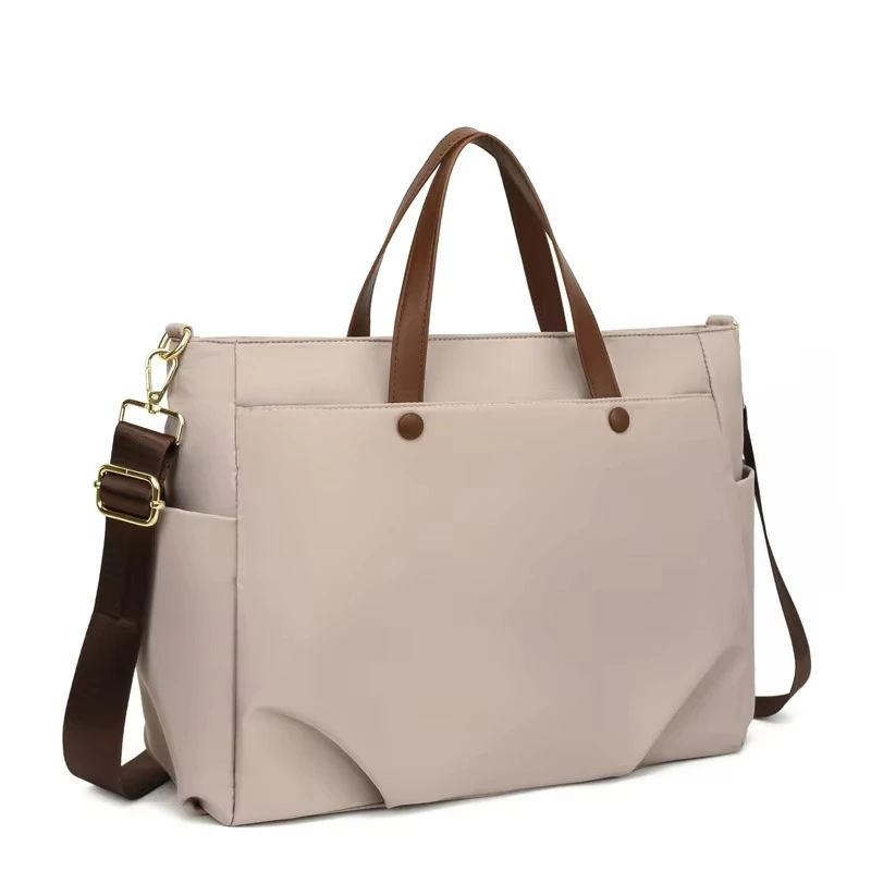 White Lily Women’s Large Oxford Tote Bag – Stylish Waterproof Casual Shoulder Handbag with Nylon Lining, Interior Zipper & Slot Pockets for Daily Use, Travel & Shopping