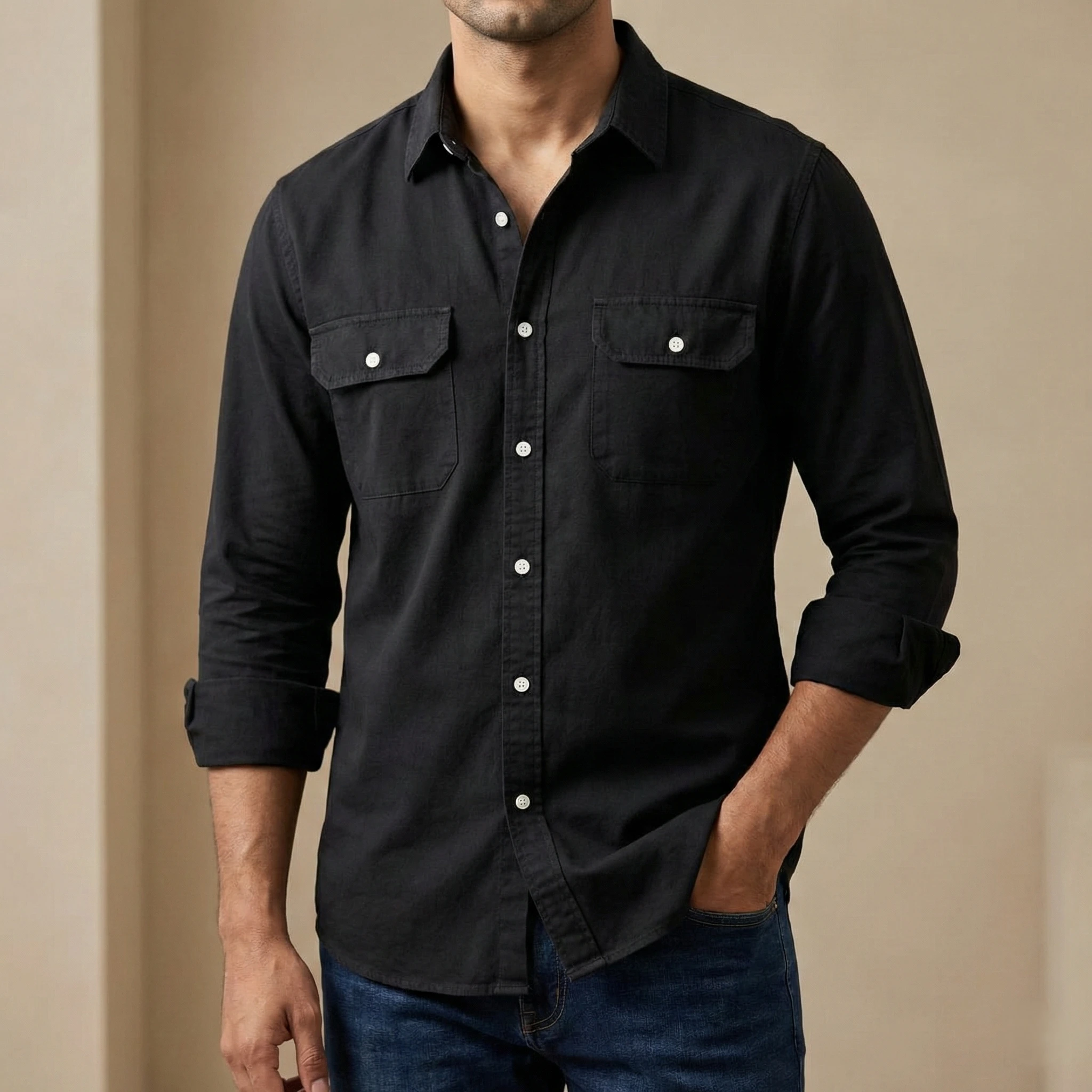 Full sleeves double pocket Shirt