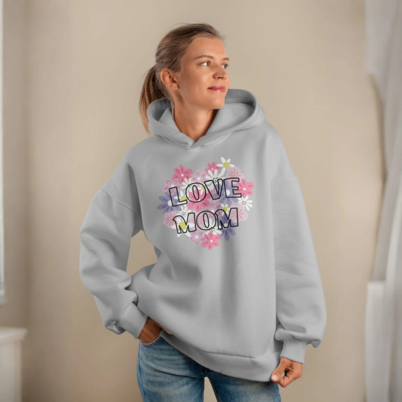 Premium Comfortable Printed Ladies Winter Hoodie ( Lite Blue )