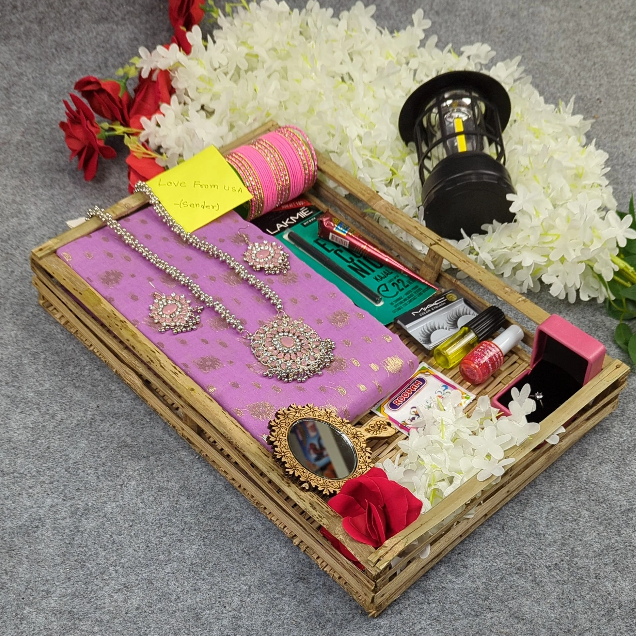 Premium Half Silk Jamdani Saree Combo Set - Light Purple