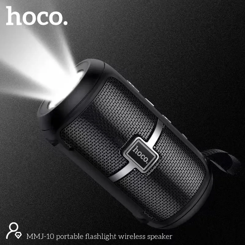 Hoco MMJ10 Portable Flashlight Wireless Bluetooth Speaker – Built-in LED Torch, 1200mAh Battery, TF, USB & FM Radio Support