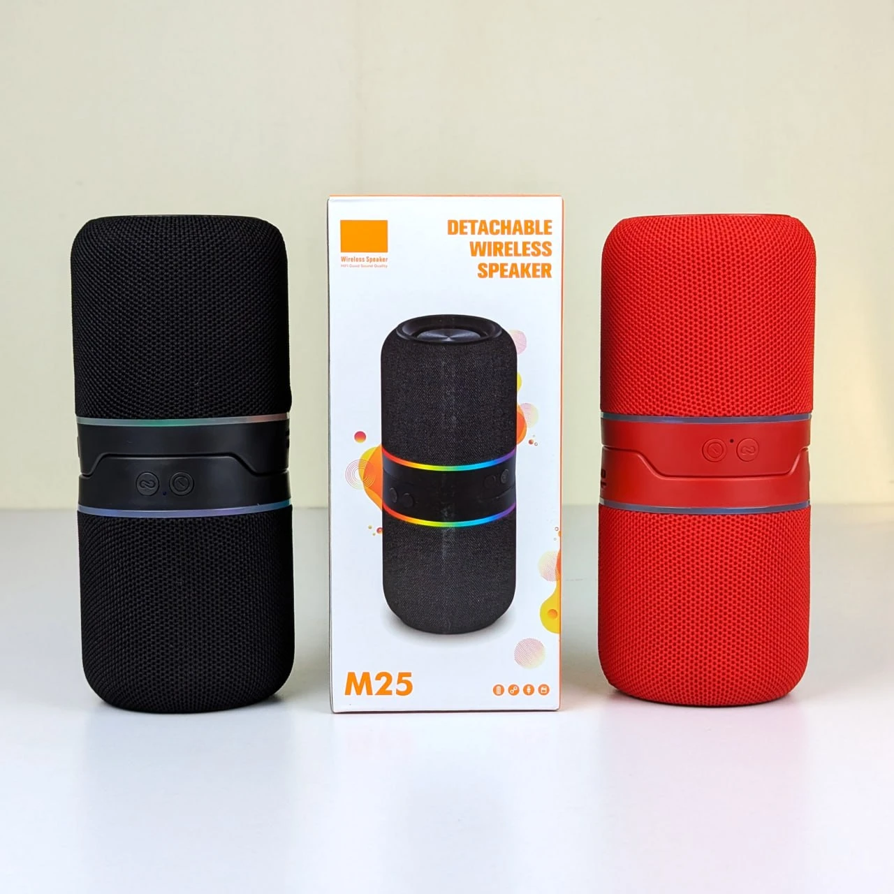 NEW M25 Outdoor Wireless DJ Two-in-One Split Bluetooth Speaker – 10W Portable Audio Player with Sync LED Lights, TWS, AUX & TF Card Support