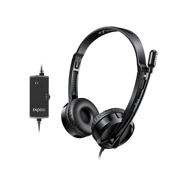 Rapoo H120 USB Stereo Wired Headset (Black) – High-Quality Stereo Sound, Flexible Rotary Microphone, Lightweight Ergonomic Design & 1-Year Warranty